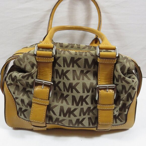 Michael Kors Heavy Leather and canvas handbag Zipper - Picture 1 of 13